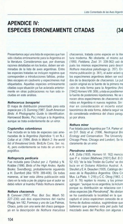 Annotated Checklist of the Birds of Argentina / Lista Comentada de las Aves Argentinas, Barnett (2001)