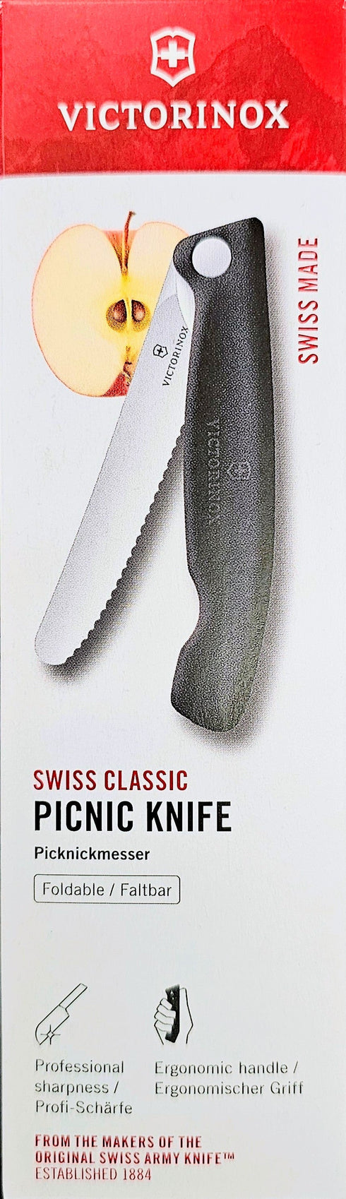 Swiss Classic Picknick Knife -Victorinox taittuva eväsveitsi retkelle, musta