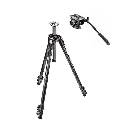 Manfrotto MT290 XTRA -hiilikuitujalusta + Manfrotto MVH500AH -videopää - jalustakitti