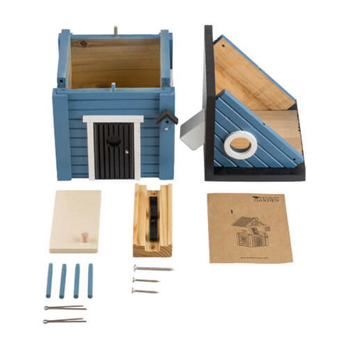 Talomallinen ruokinta ja linnunpönttö, sininen, WG118 - lentoaukko 32mm