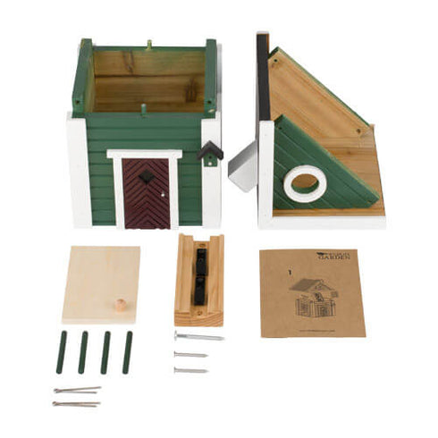 Talomallinen ruokinta ja linnunpönttö, vihreä, WG107 - lentoaukko 32mm