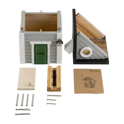 Talomallinen ruokinta ja linnunpönttö, harmaa, WG119 - lentoaukko 32mm