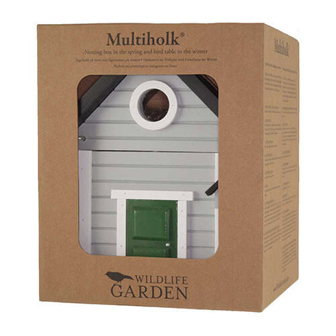 Talomallinen ruokinta ja linnunpönttö, harmaa, WG119 - lentoaukko 32mm