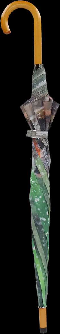 Lintuaiheinen sateenvarjo, vihreä, kylpevät linnut TP414