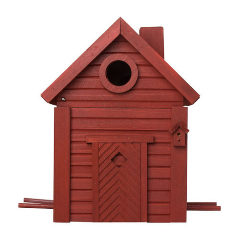 Talomallinen ruokinta ja linnunpönttö, kokopunainen, WG1125 - lentoaukko 32mm