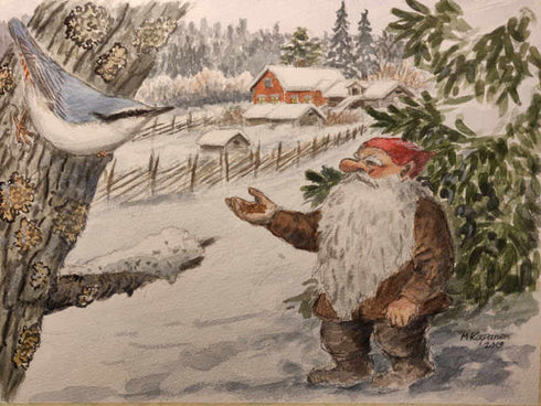 Pähkinänakkeli ja tonttu postikortti