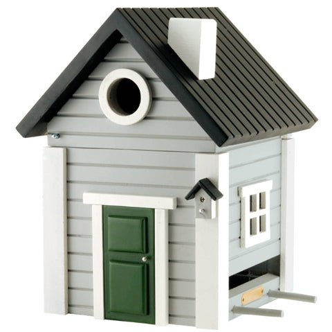 Talomallinen ruokinta ja linnunpönttö, harmaa, WG119 - lentoaukko 32mm