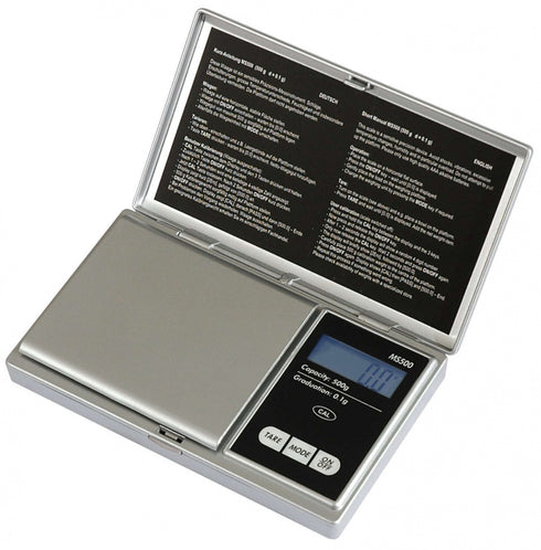 PESOLA Pocket scale capacity 500g silver, stainless steel platform, CE, RoHS