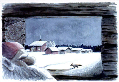 Kettu ja tonttu postikortti