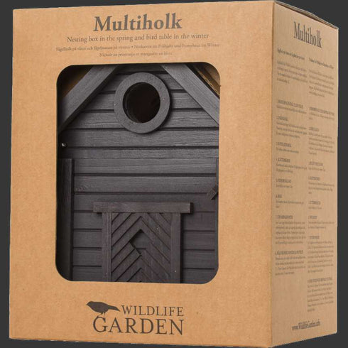 talomallinen ruokinta ja linnunpönttö, kokomusta, WG1127 - lentoaukko 32mm